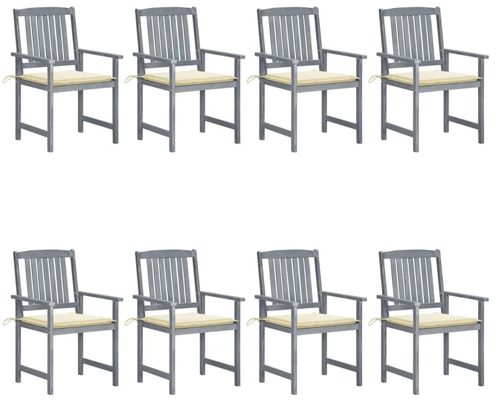 vidaXL Cadeiras de jardim c/ almofadões 8 pcs acácia maciça cinzento