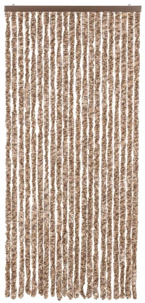 Cortina anti-insetos 90x200 cm chenille bege e castanho-escuro