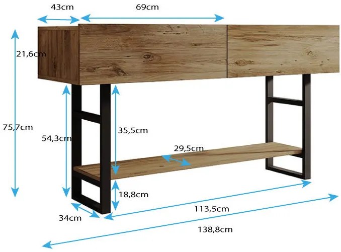 Consola de Entrada Faktor com 2 Portas - Design Industrial