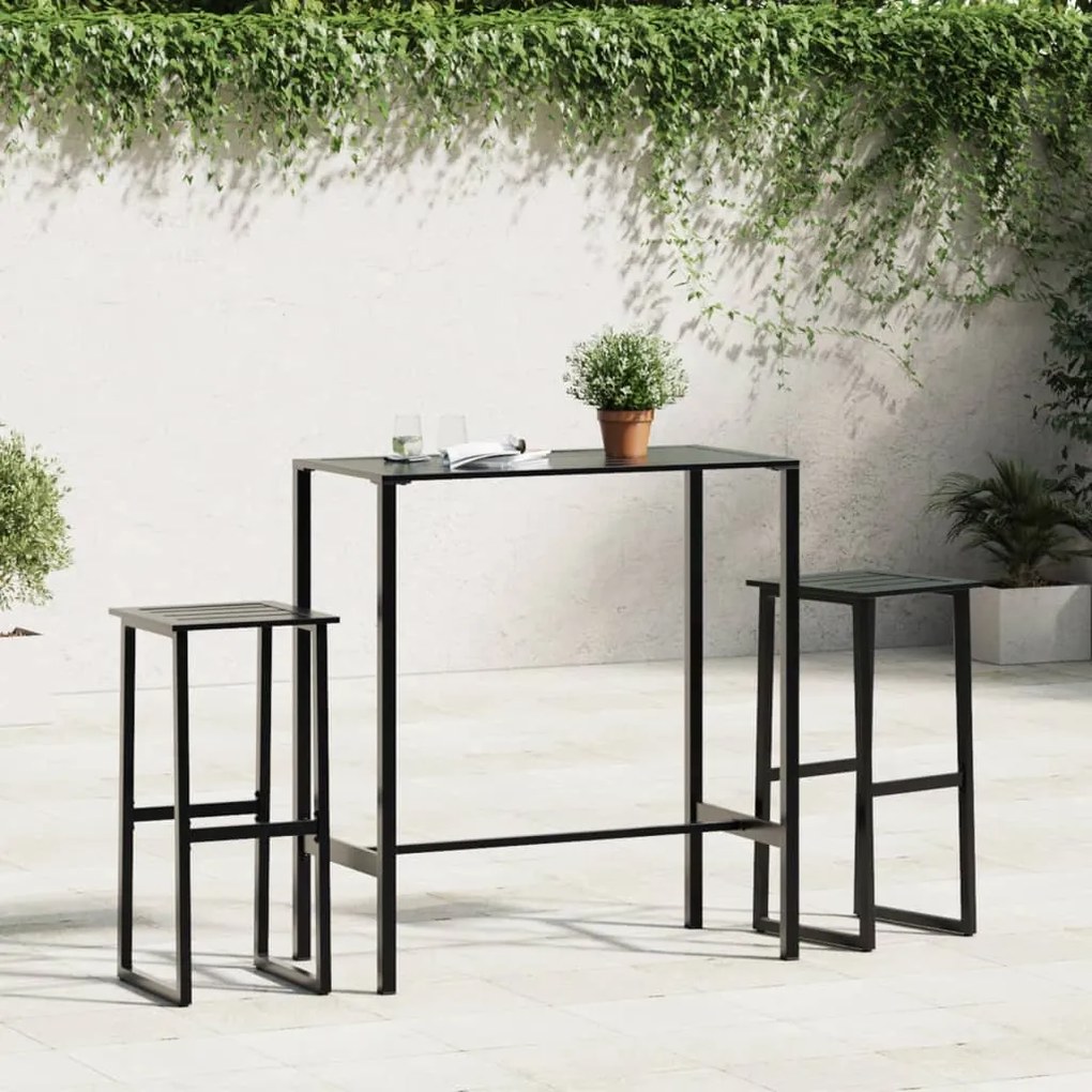 Bancos de bar 2 pcs 38x38x80 cm aço revestido a pó preto