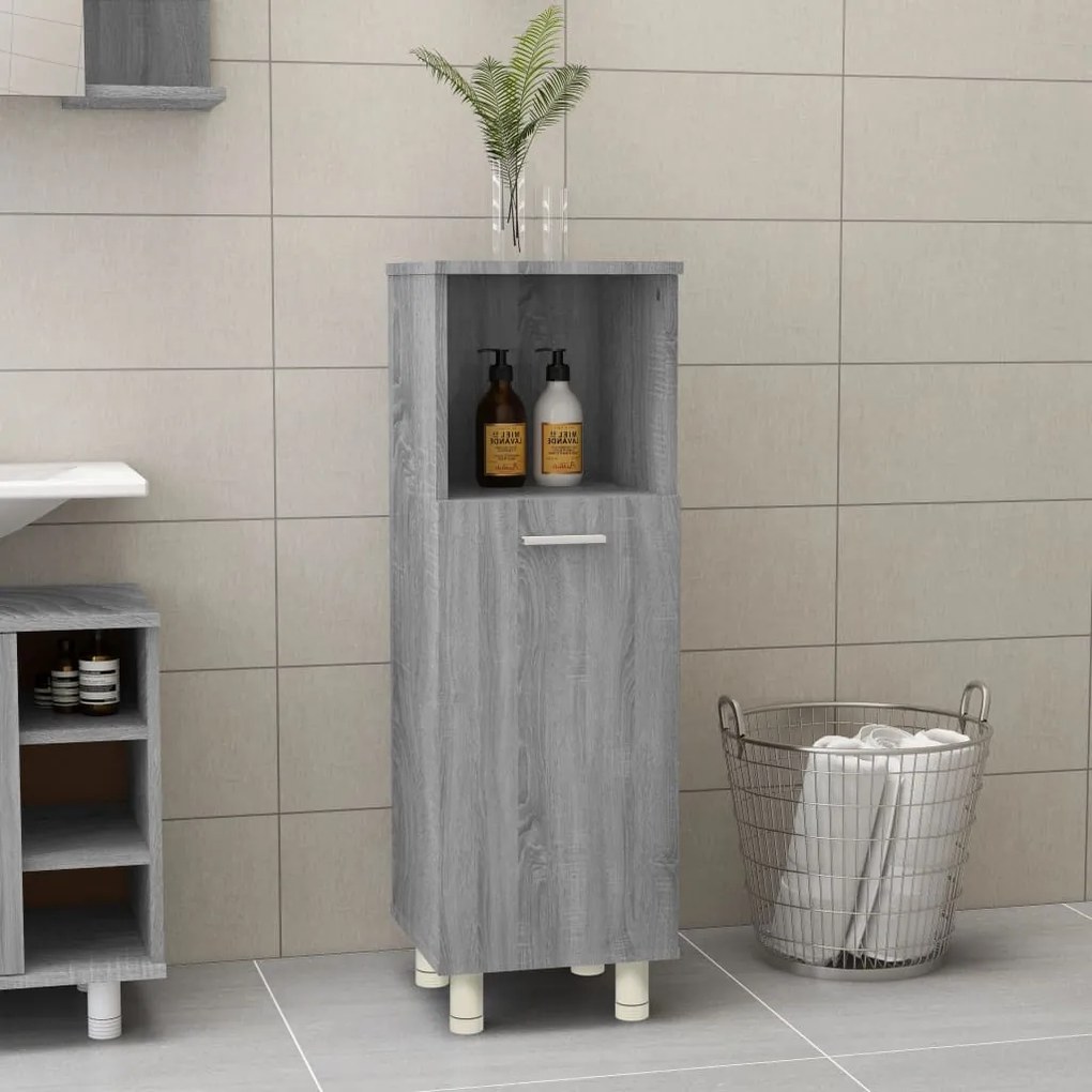 815607 vidaXL Armário casa de banho 30x30x95 cm madeira sonoma cinza