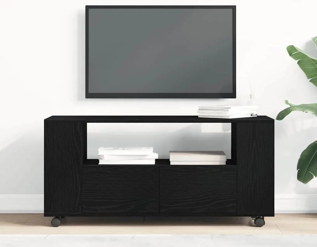 Móvel TV c/rodas 102x34,5x43cm deriv.madeira carvalho preto
