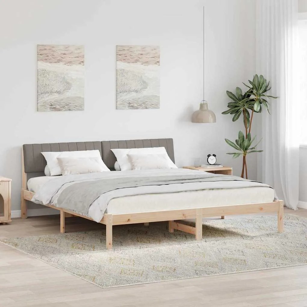vidaXL Estrutura da cama com cabeceira Marrom e taupe 180 x 200 cm