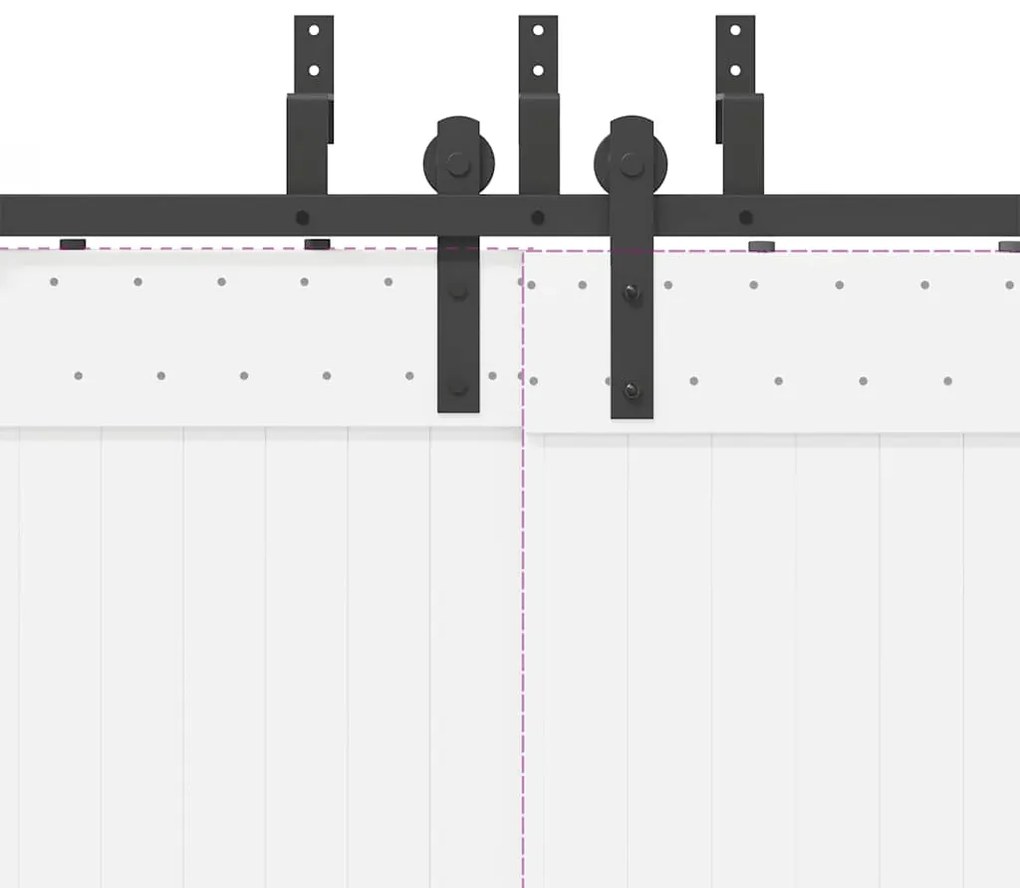 Kit de ferragens para porta deslizante 213,5 cm aço preto