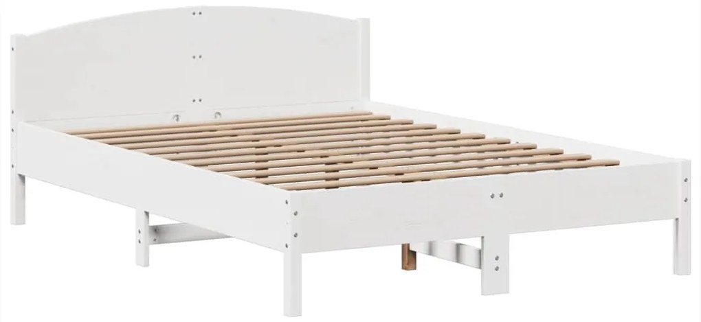 Cama com estante sem colchão 140x190 cm pinho maciço branco