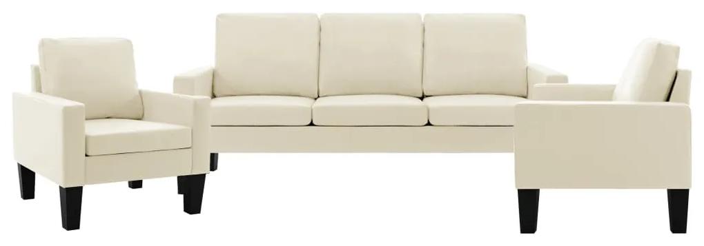 3056689 vidaXL 3 pcs conjunto de sofás couro artificial creme