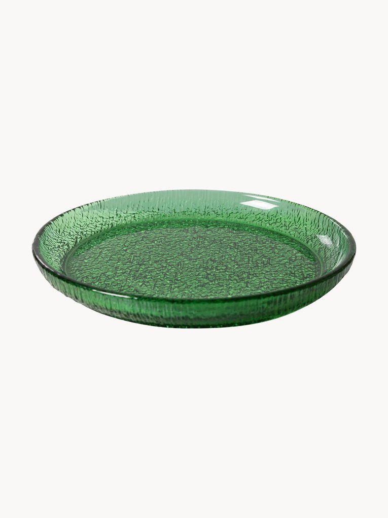 Pratos de sobremesa em vidro The Emeralds, conjunto de 2