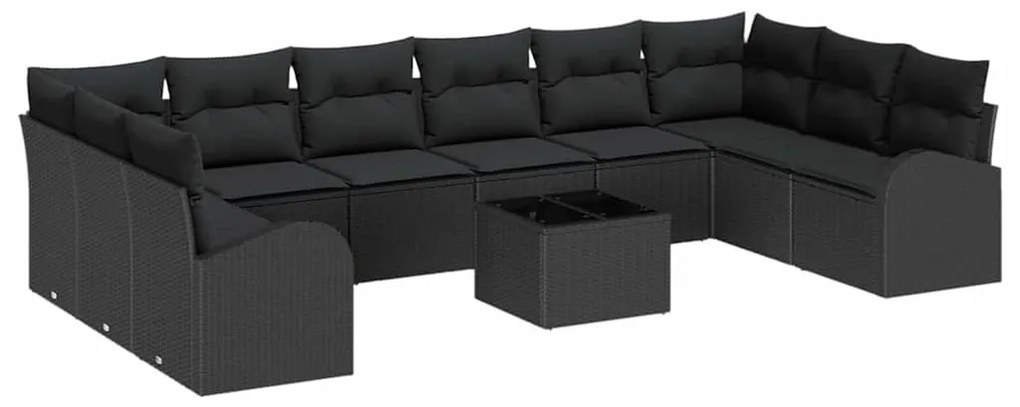 Conjunto de Sofá de Jardim com 11 Peças e Almofadas Beges de Poliratta