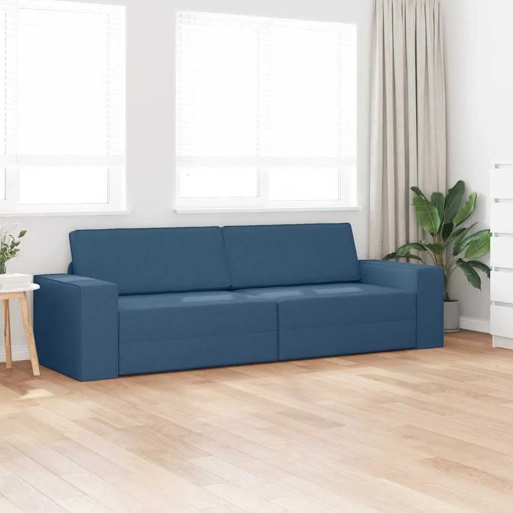 Sofá Cama de Chão 2 em 1 Azul 245x150x60,5 cm Tecido