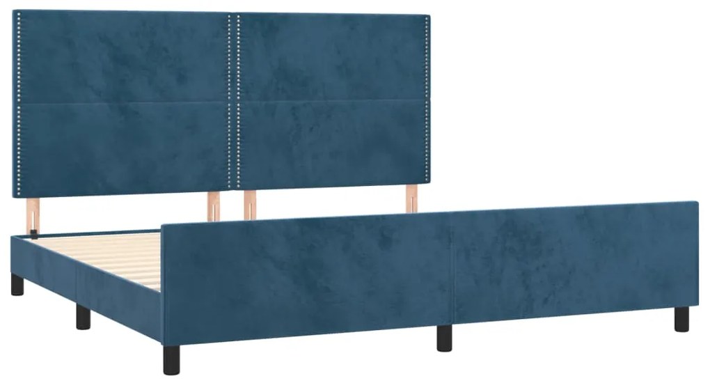 Estrutura de cama sem colchão 200x200 cm veludo azul-escuro