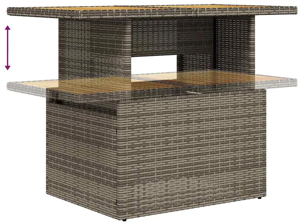 6 pcs conjunto sofás de jardim com almofadões vime cinzento