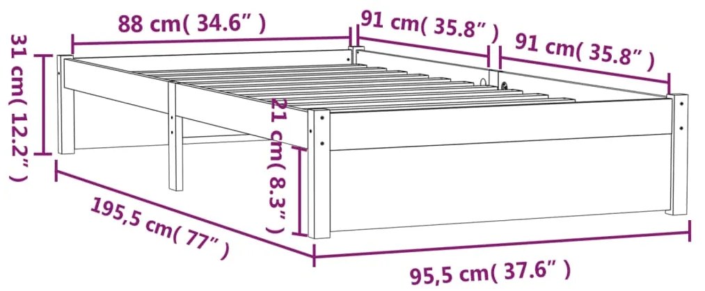 Estrutura de cama solteiro 90x190 cm madeira maciça