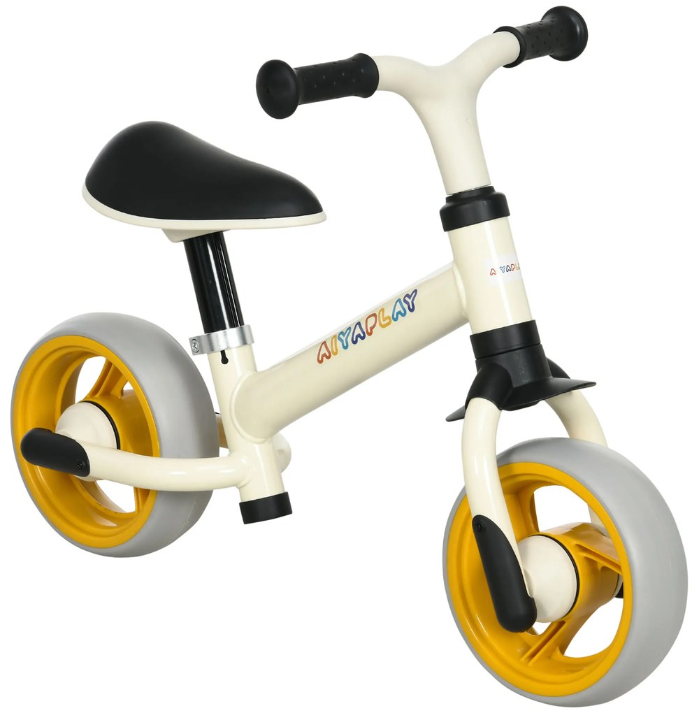 AIYAPLAY Bicicleta sem Pedais para Crianças de 18-48 Meses Bicicleta de Equilíbrio com Assento Altura Ajustável 67x34x47 cm Branco