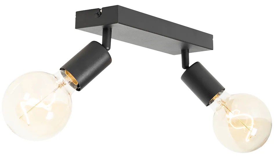 Foco moderno preto retangular 2 luzes - Facil