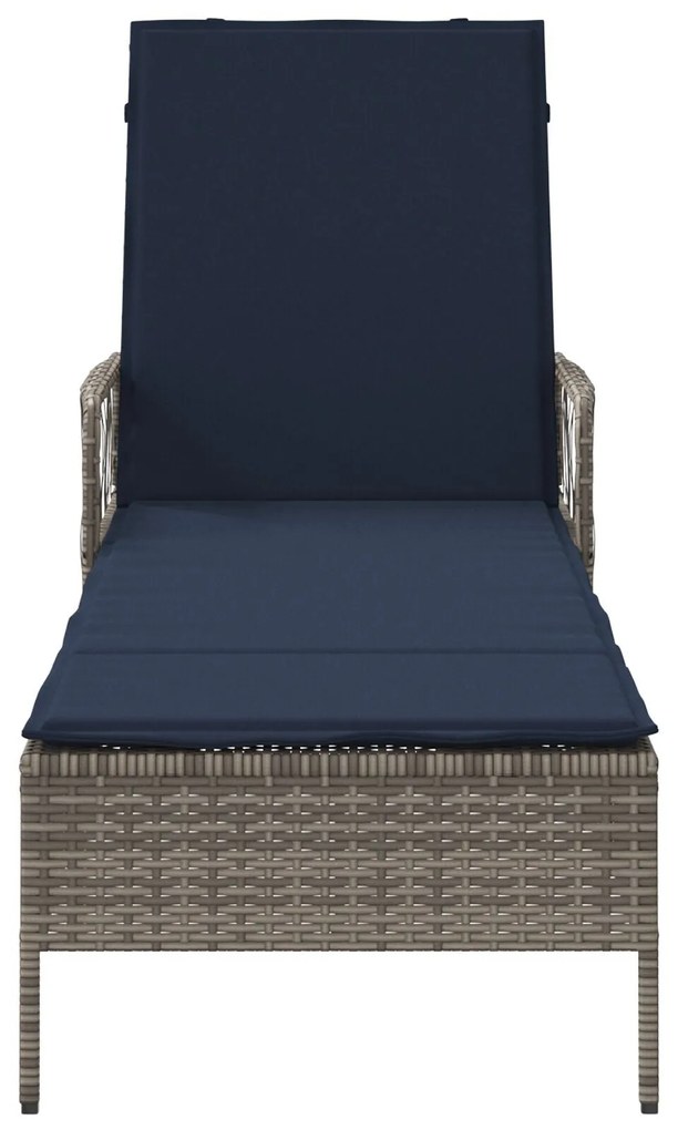 Espreguiçadeira Cinza Rattan PE 157 x 55 x 92 cm Dobrável