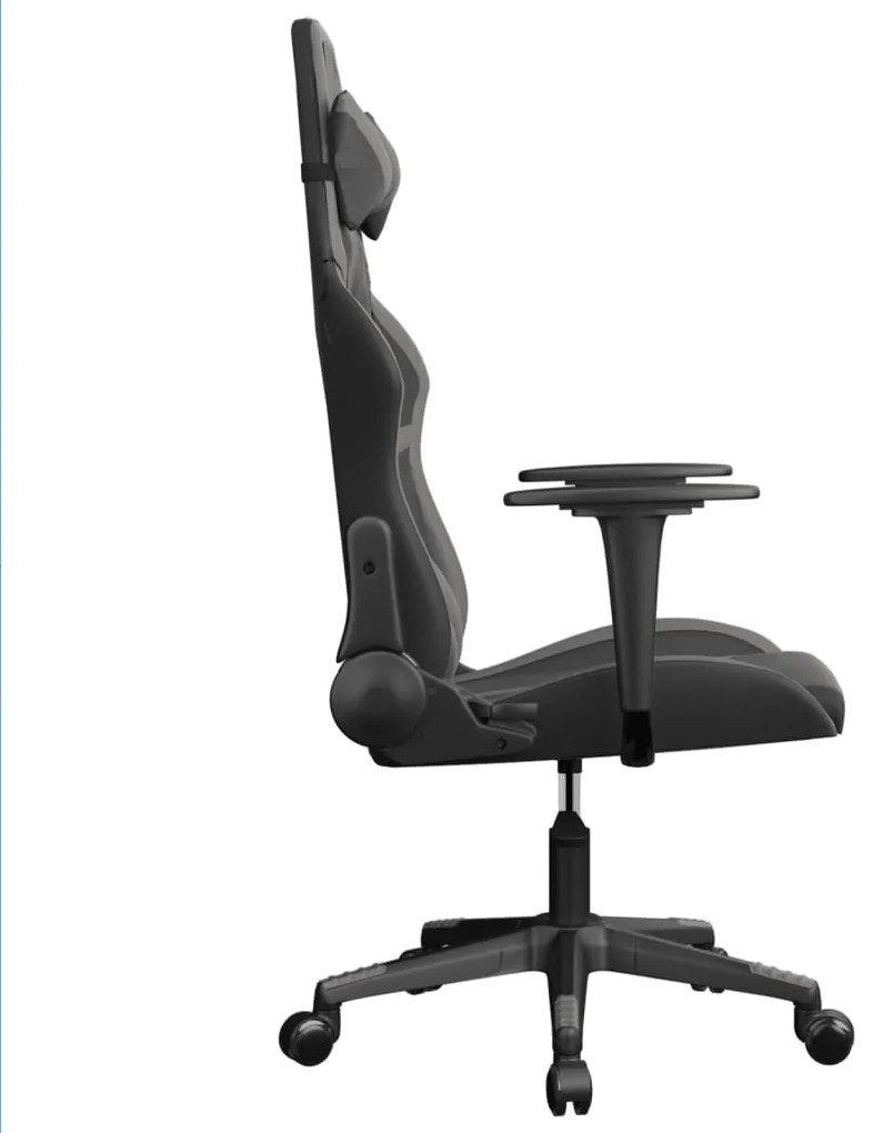 Cadeira gaming massagens couro artificial preto e cinzento