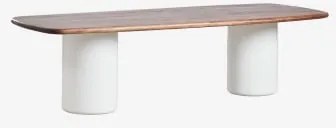 Mesa De Jardim Retangular 270x110 Cm Em Madeira De Acácia Bogotá Castanho-acácia Escuro & Branco Brilhante - Sklum
