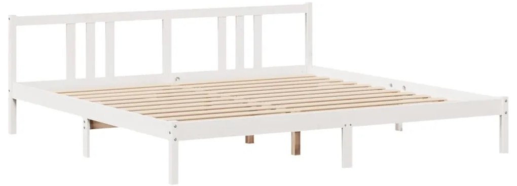 Cama com estante sem colchão 200x200 cm pinho maciço branco