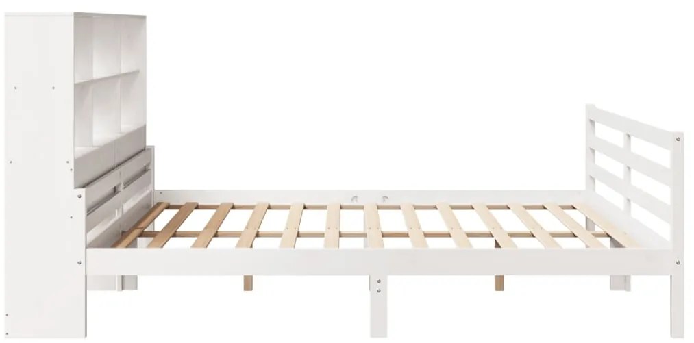 Cama com estante sem colchão 200x200 cm pinho maciço branco