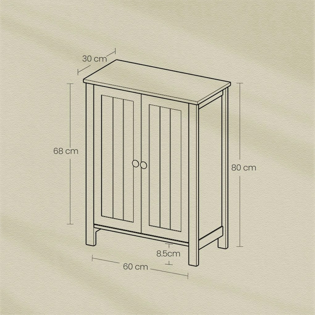 Armário de arrumação multifuncional, casa de banho, sala 60 x 30 x 80 cm Branco