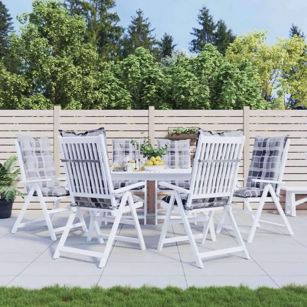 vidaXL Almofadões cadeiras altas de jardim 6 pcs tecido xadrez cinza