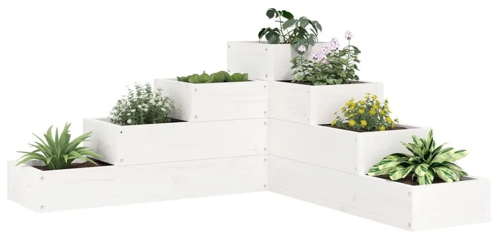 vidaXL Floreira de jardim c/ 4 níveis 80,5x79x36cm pinho maciço branco