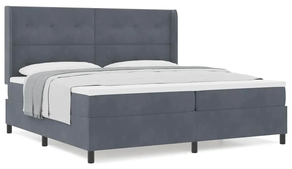 Cama Box Spring com Colchão vidaXL Cinza Escuro 200x200 cm Veludo