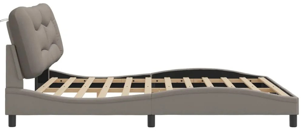 Cama sem colchão 180x200 cm tecido castanho-acinzentado