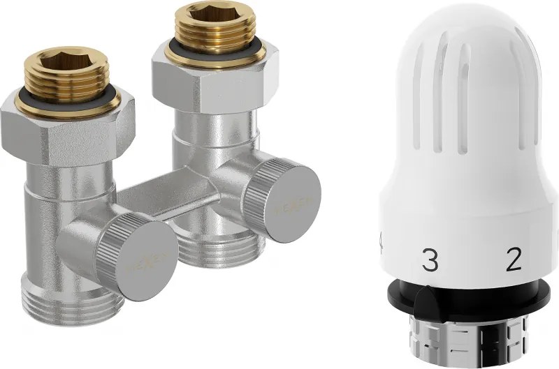 Mexen G04 conjunto termostático bidirecional DN50, reto 1/2"x3/4", níquel - W912-012-948-01