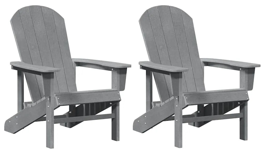Cadeiras Adirondack vidaXL 2 pcs Cinza Claro 74x82x90 cm HDPE