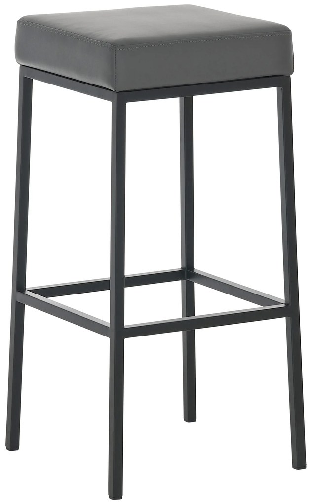 Banco de bar Montreal em couro sintético e com estrutura preta 37 x 83 x 37 cm Cinzento