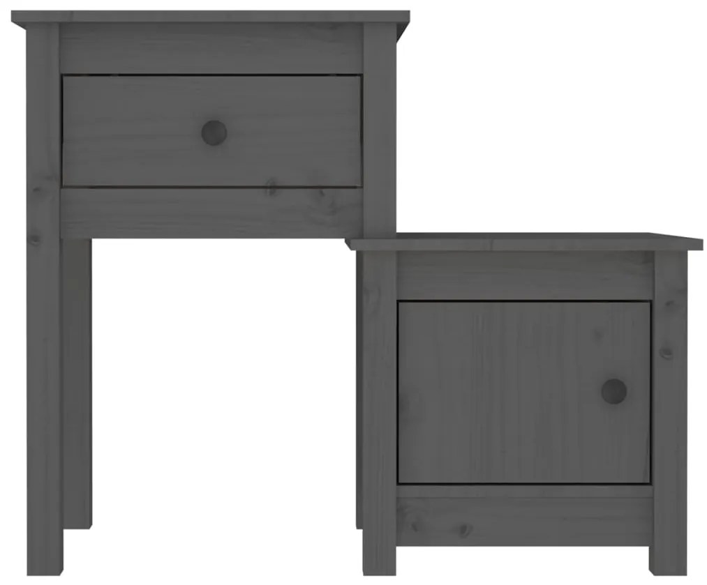 Mesas de cabeceira 2 pcs 79,5x38x65,5 cm pinho maciço cinza