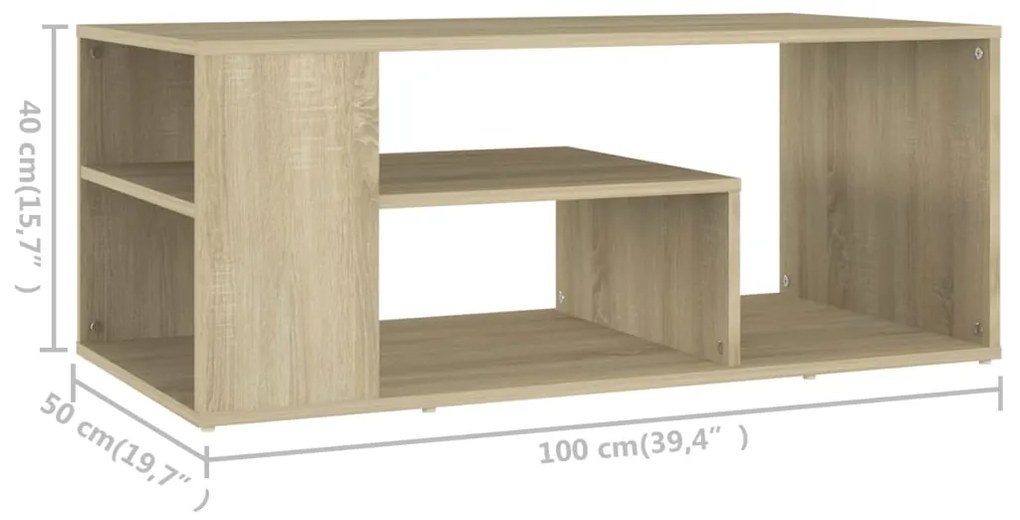 Mesa de centro 100x50x40 cm contraplacado carvalho sonoma