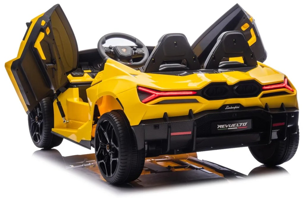 Carro elétrico para Crianças 2 Lugares Lamborghini Revuelto XL STRONG 24V, Rodas AR bombeado, Assento Couro ecológico Amarelo