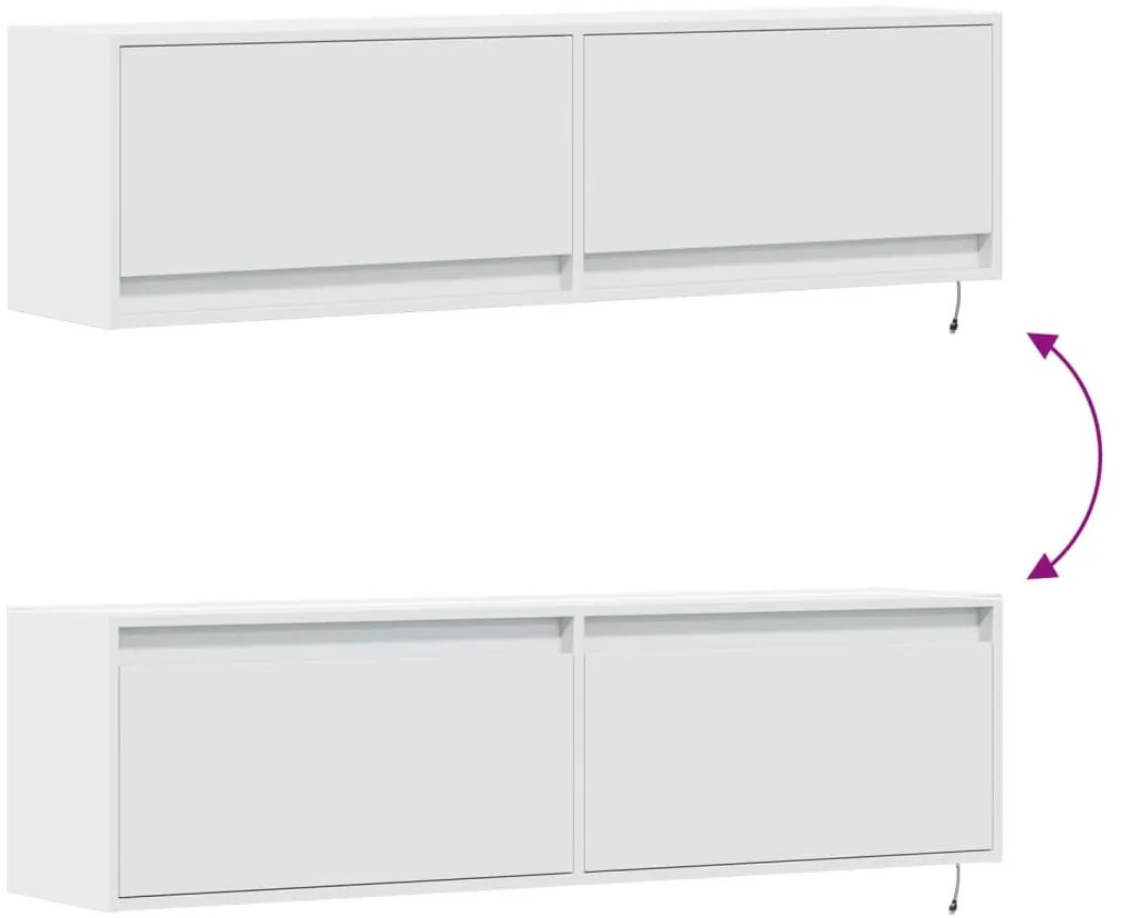 Móvel de parede para TV com luzes LED 140x31x38 cm branco