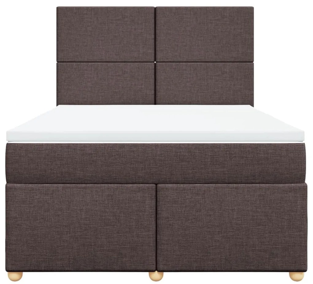 Cama com molas/colchão 160x200 cm tecido castanho-escuro