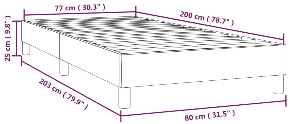 Estrutura de cama sem colchão 80x200 cm veludo cinzento-claro