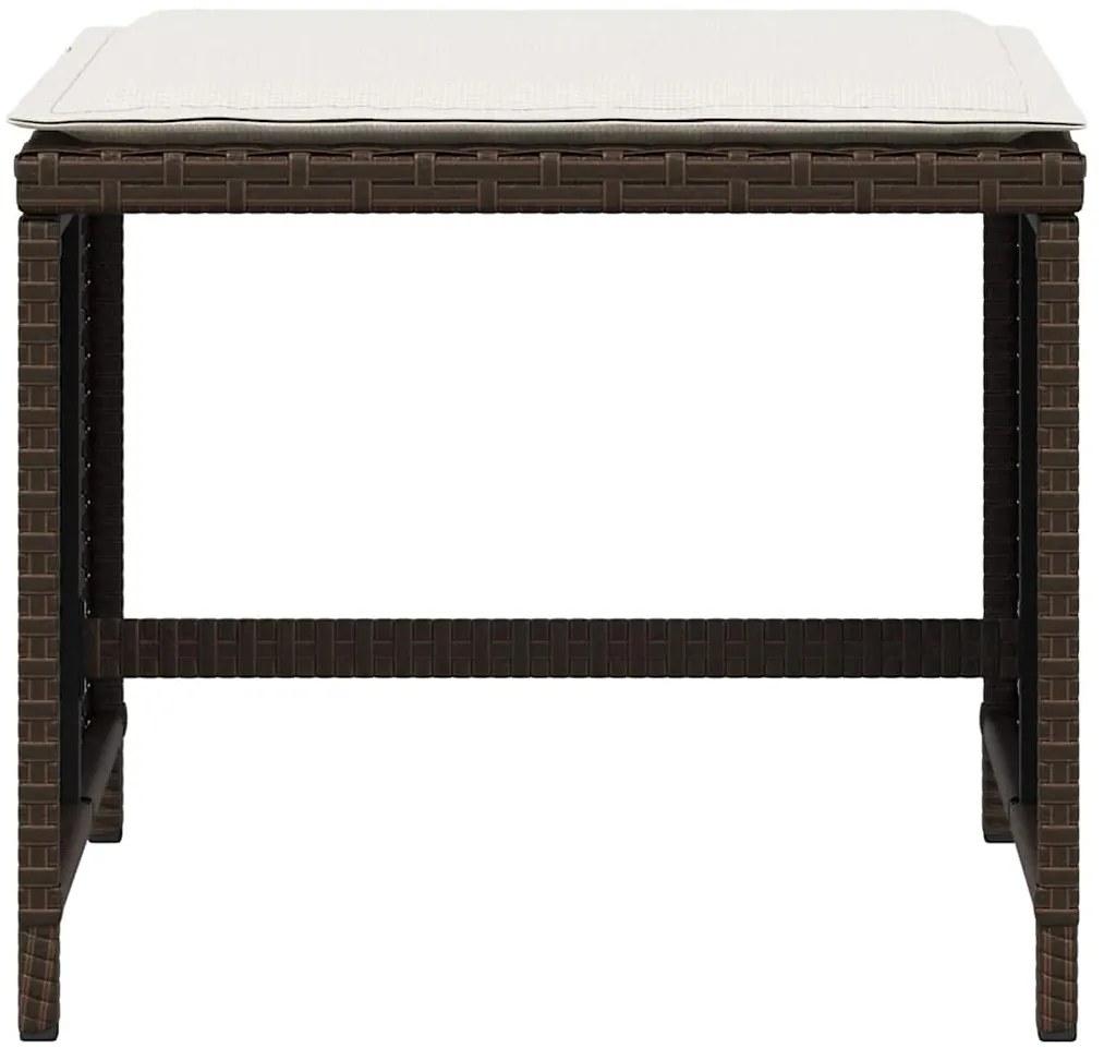 Bancos jardim com almofadões 4 pcs 41x41x36 cm vime PE castanho