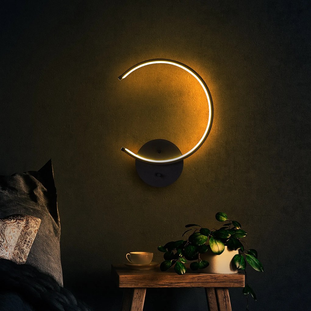 Candeeiro de Parede Moon - Preto - 33cm x 46cm x 6cm
