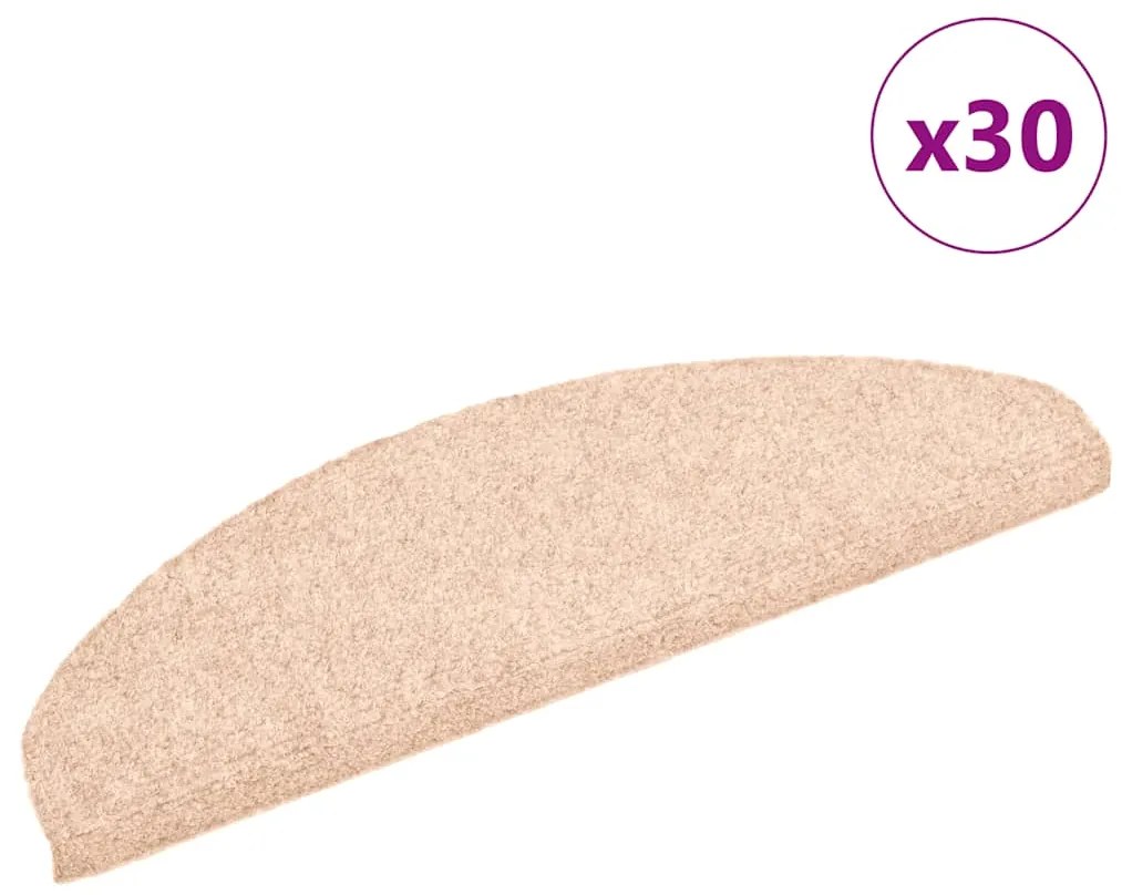 Tapetes de escada autoadesivos 30 pcs 65x21x4 cm creme