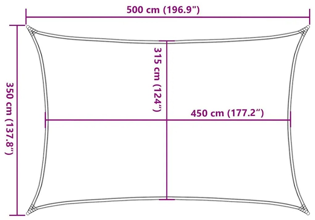 Para-sol estilo vela retangular 160 g/m² 3,5x5 m PEAD amarelo