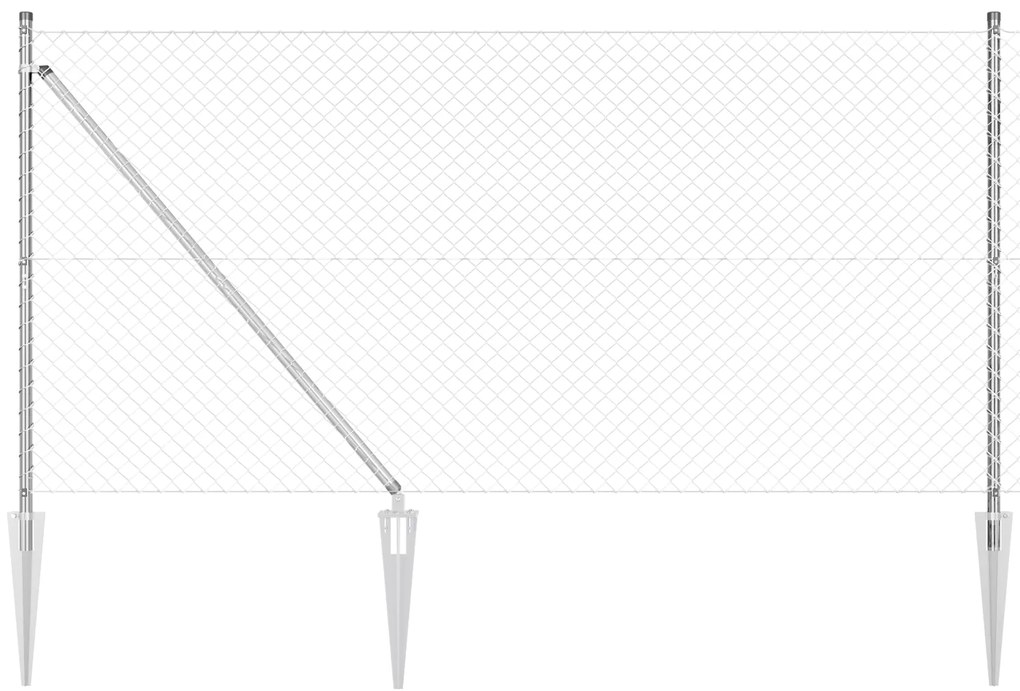 Cerca de Cadeia com 7 Postes de Espeto 1.2 x 10 m Aço Galvanizado