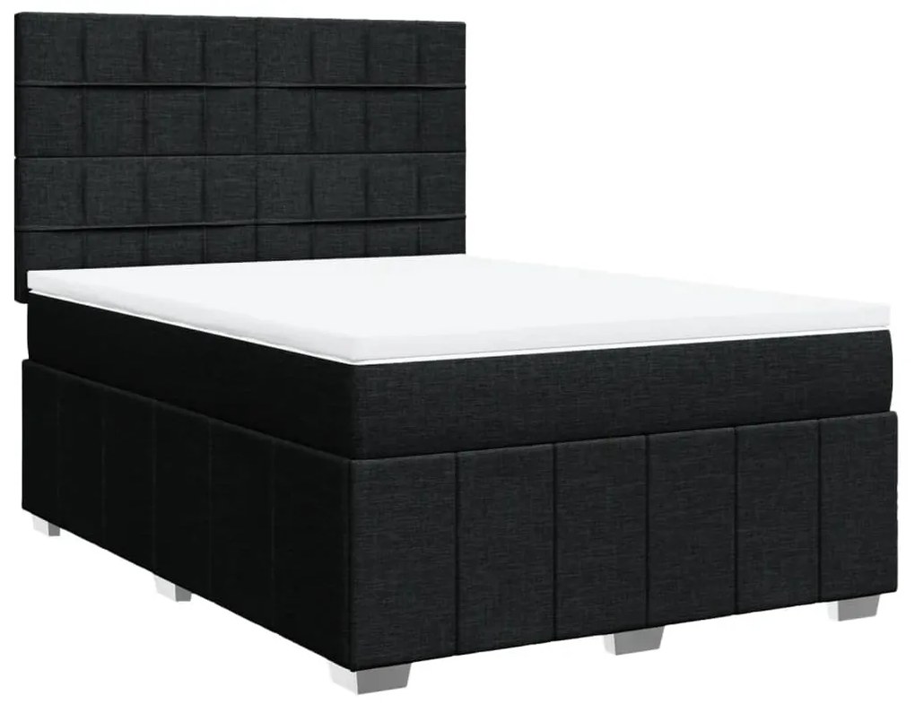 Cama com molas/colchão 140x200 cm tecido preto