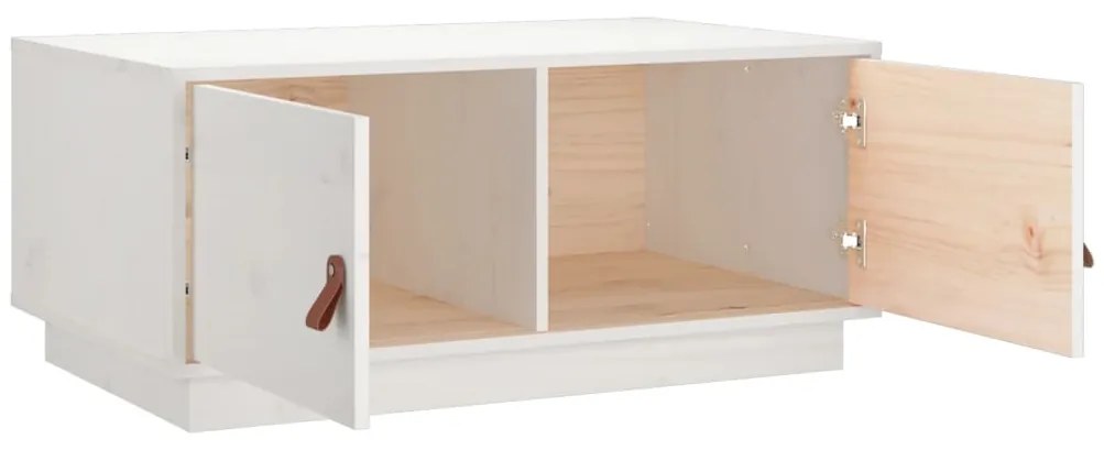 Mesa de centro 80x50x35 cm madeira de pinho maciça branco