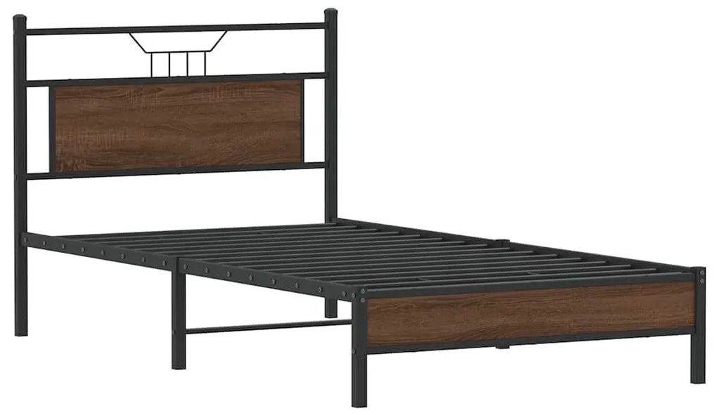 Estrutura de cama sem colchão 107x203 cm carvalho castanho