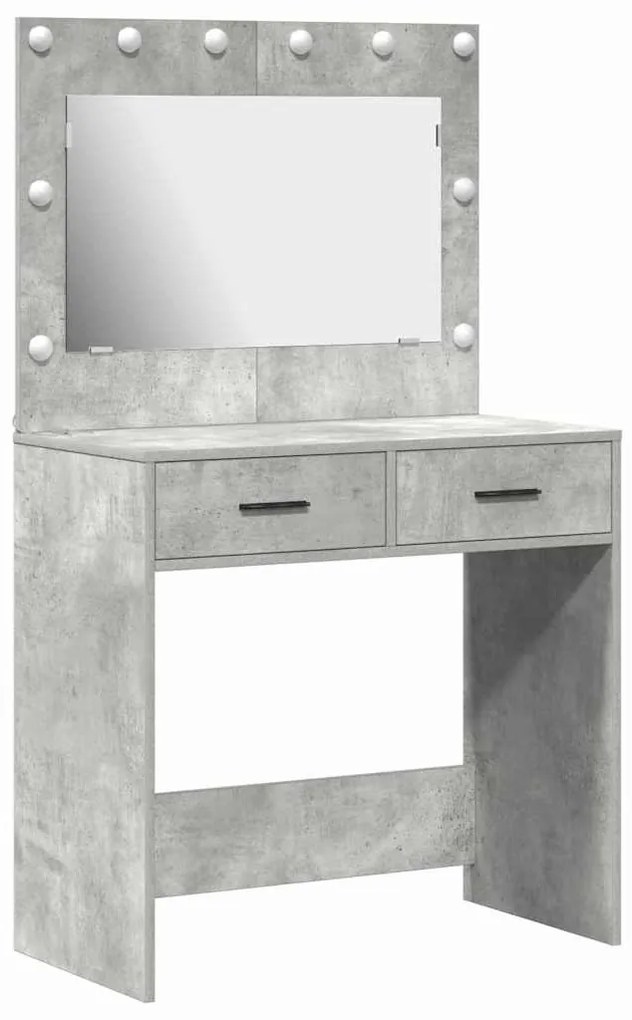 Mesa de Maquiagem vidaXL com Luzes LED Cinza Concreto 78,5x41x135 cm