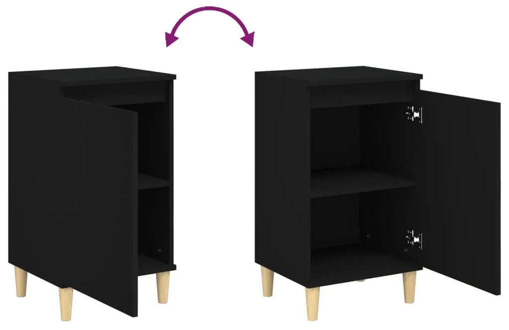 Mesa de cabeceira 40x35x70 cm derivados de madeira preto