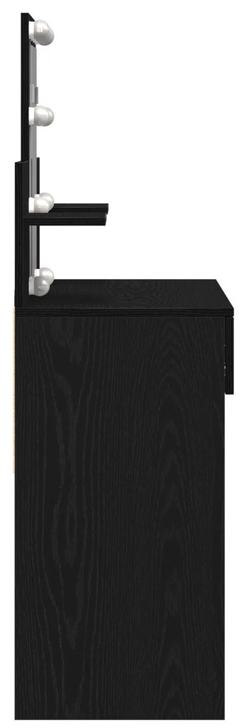Mesa de Maquiagem vidaXL com LED Carvalho Preto 100x40x130 cm