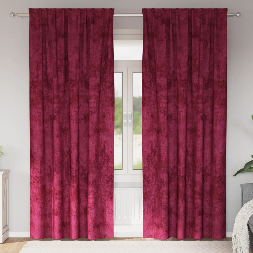 vidaXL Cortinas 2 pcs com Ilhós Vinho 225x140 cm