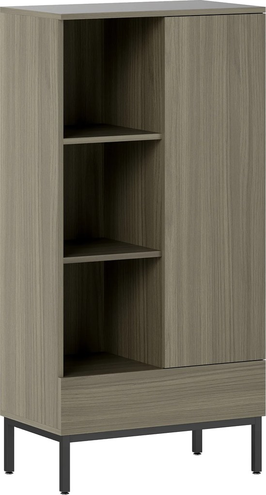 Aparador para Sala Moderno com Gaveta Prateleira Ajustável e 3 Compartimentos Abertos 60x34x121 cm Madeira